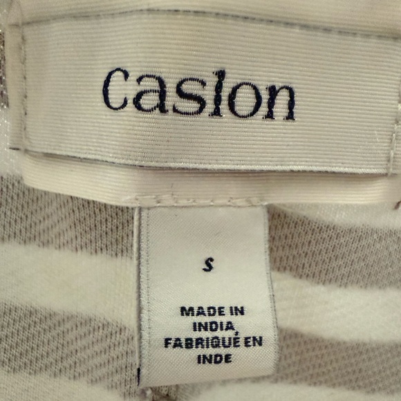 Caslon Women’s Gray White Striped Blazer Jacket Size Small Cotton - Picture 12 of 16